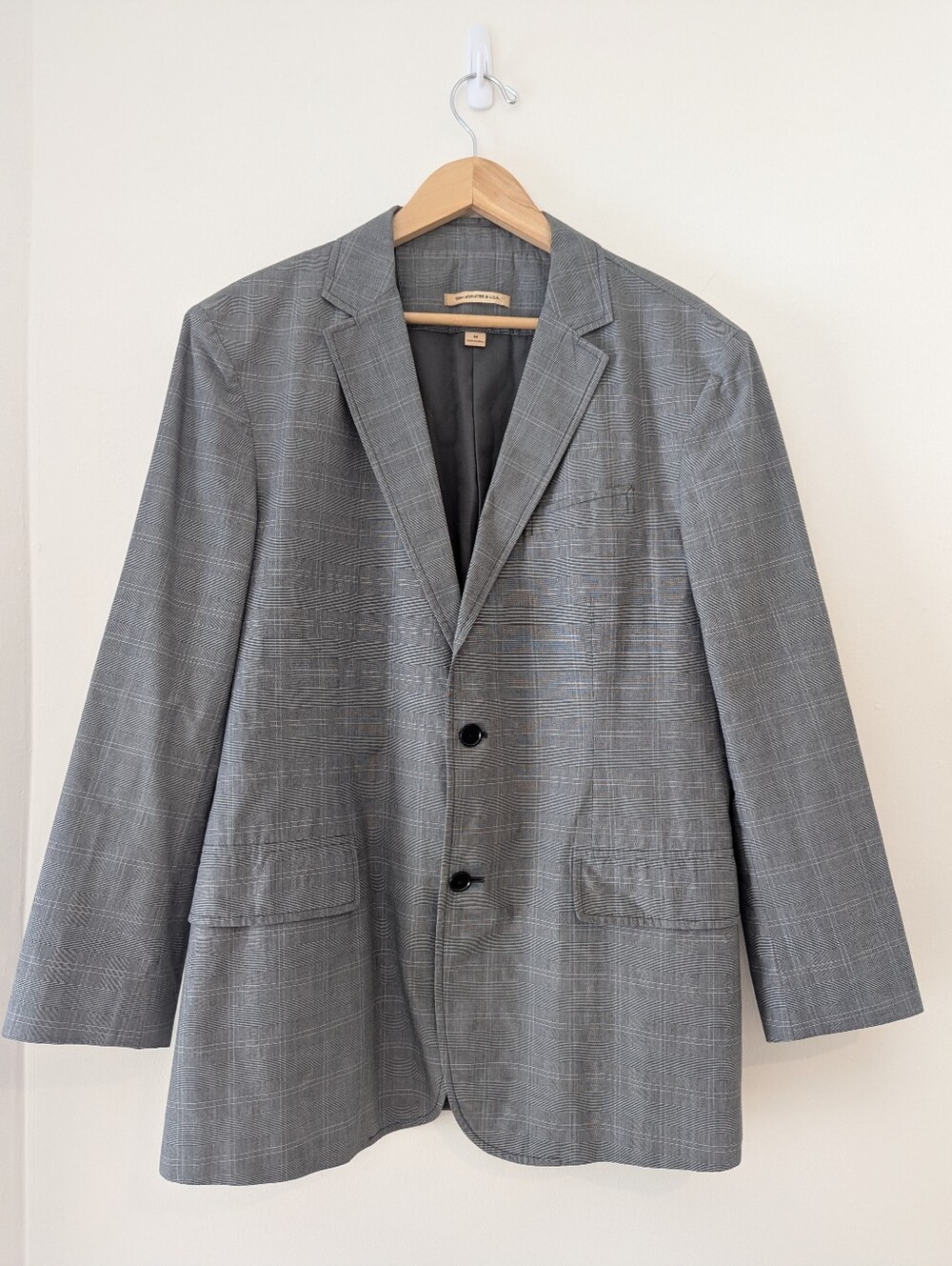 John Varvatos USA Gray Glen Plaid Sport Coat Blazer Jacket Mens 44R